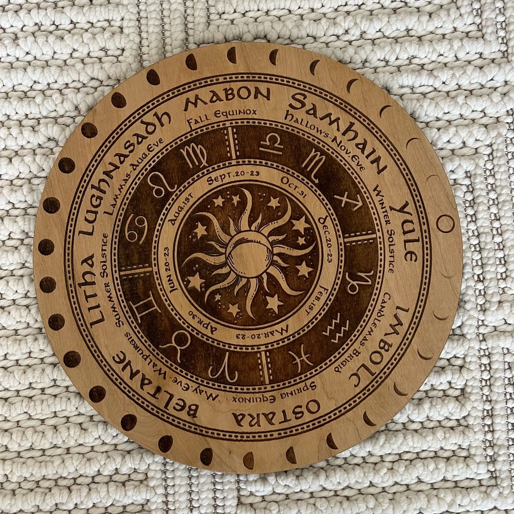 Wooden Wheel of the Year Wall Plaque